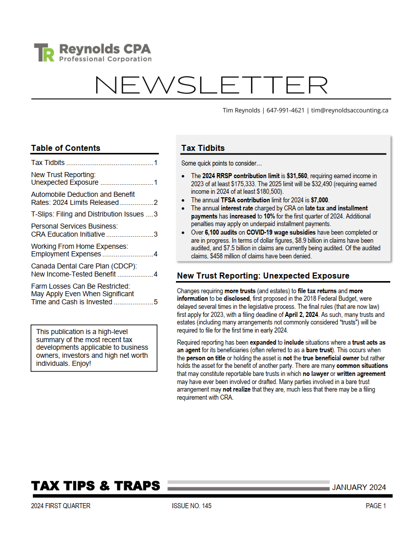 Tax Tips and Traps Newsletter - Q1 2024